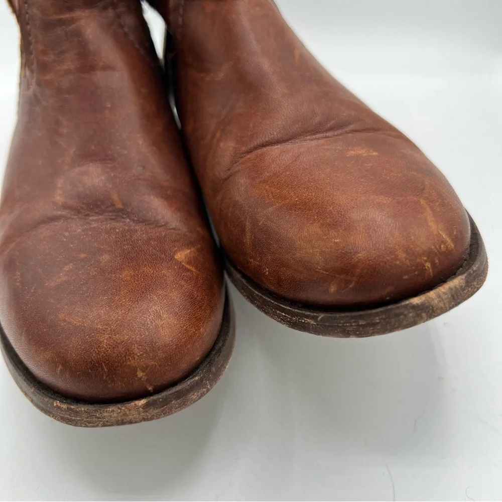 Frye Women's 78323‎ Cara Short Campus Cognac Brown Leather Riding Boots Sz 6.5 B